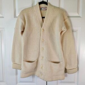Vintage 50s 60s Highland Sportswear Shetland Wool Varsity Cardigan Collegiate S